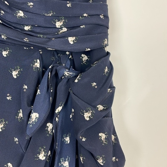 Club Monaco Harper navy blue floral silk strapless dress size 4 - Picture 3 of 10